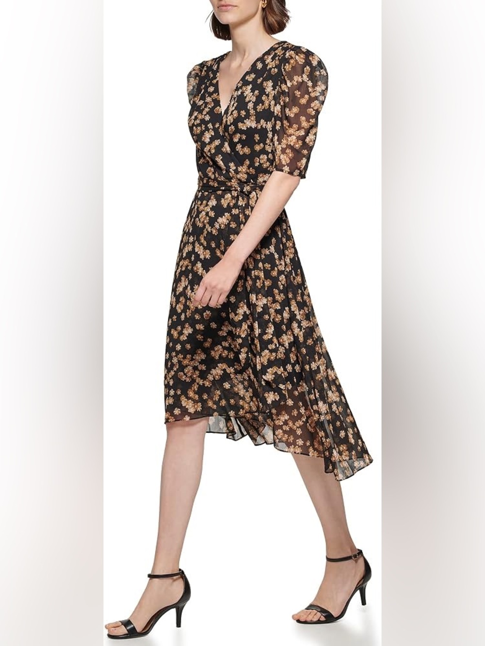 Tommy Hilfiger Floral Chiffon Puff Sleeve Midi Dress | Size 4 - Like New